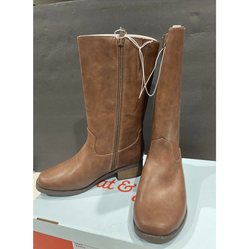 Girls' Sade Stove Pipe Calf Western Boots - Cat & Jack Brown 4